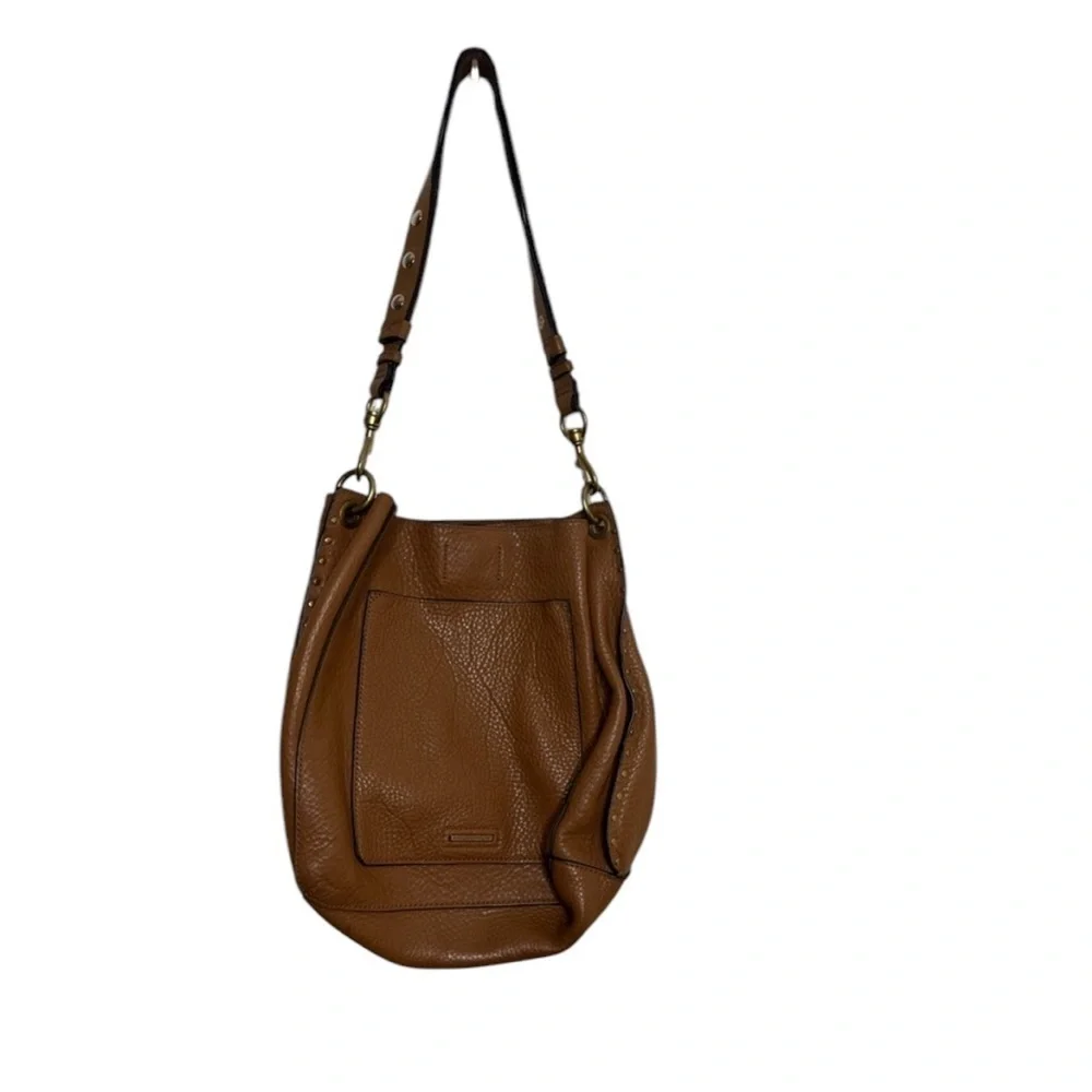 Rebecca Minkoff Darren Tan Leather Twist Shoulder Bag BLEMISH